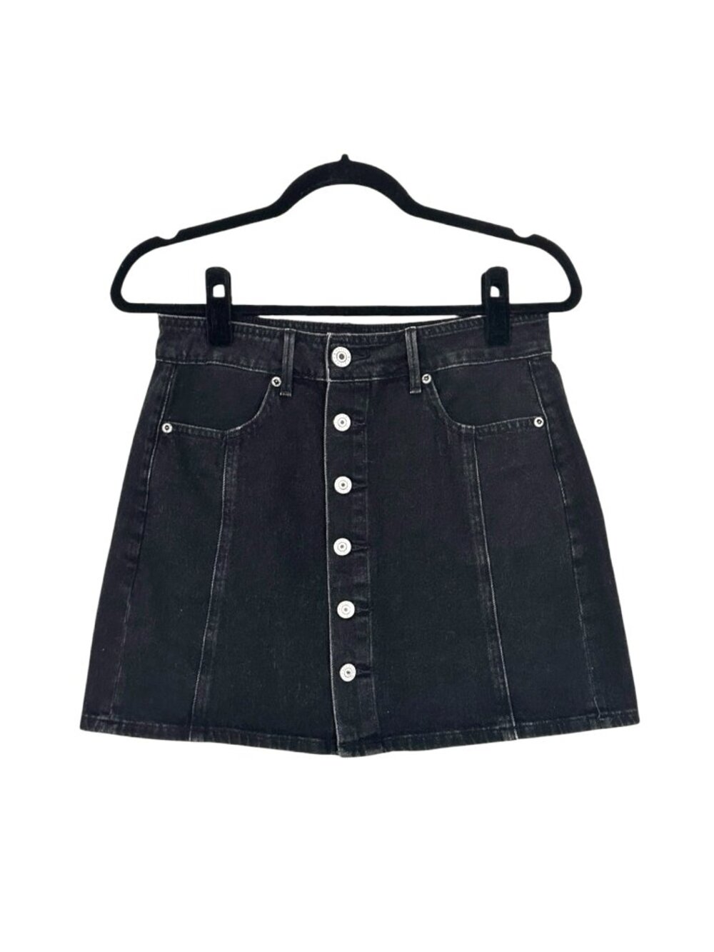 American Eagle High-Rise Denim Button-Front Skirt